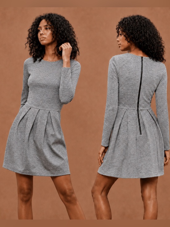Wilfred Dresses & Skirts - Aritzia Wilfred Tartine Heather Grey Pleated Mini Dress Size 0